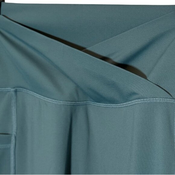 high-waisted crossover athletic leggings teal women's size M - Picture 3 of 5